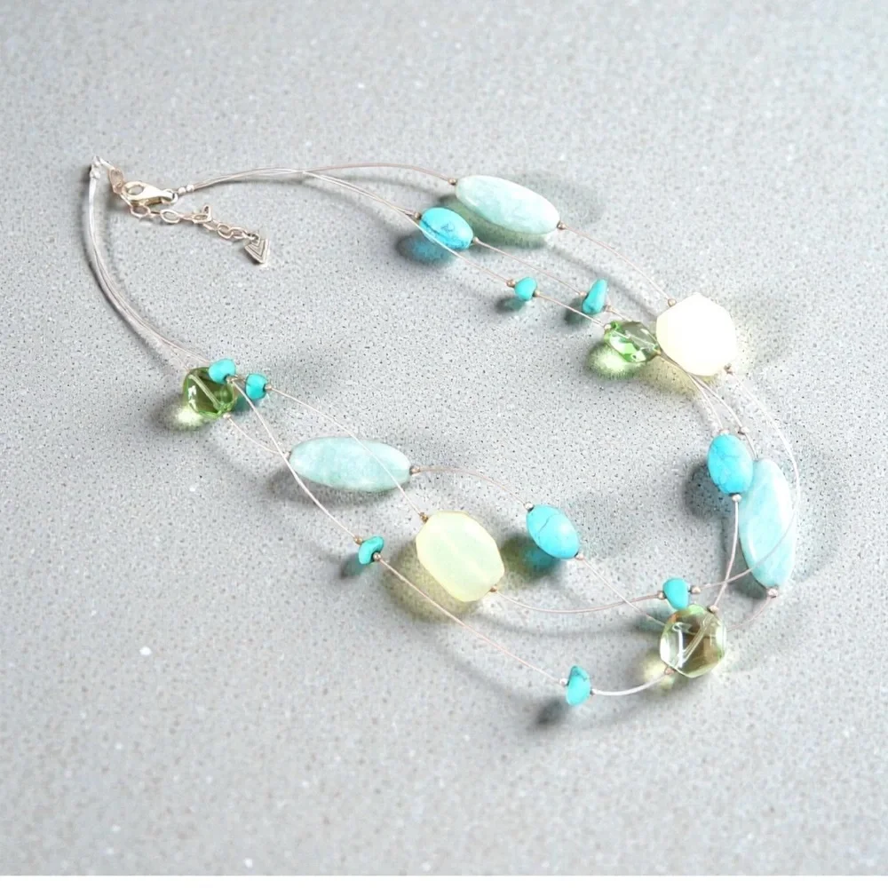 SILPADA Sterling Silver Serpentine Amazonite Howlite Glass Wire Necklace